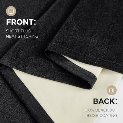 Joydeco 100% Blackout Curtains Velvet Black Out Curtain 120 Inch Drapes - color: Black, size: 42"W x 120"L (Pack of 2)