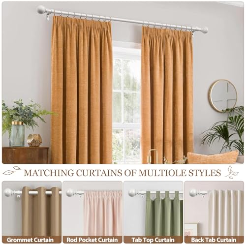 KAMANINA 7/8 Inch White Curtain Rod 32 to 58 Inch with Round Finials - color: Ivory White, size: 32-58"