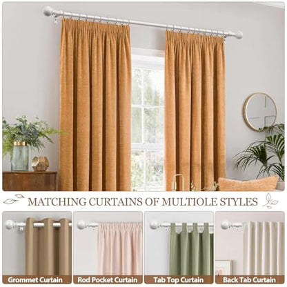 KAMANINA 7/8 Inch White Curtain Rod 32 to 86 Inch with Round Finials - color: Ivory White, size: 48-84"