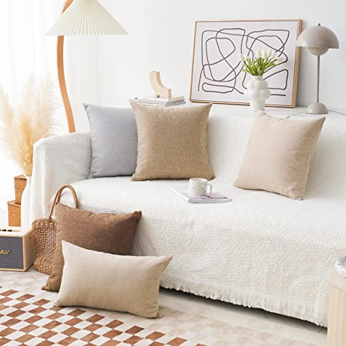Home Brilliant Linen Pillow Covers 20x20 Textured Linen Pillow Case Cushion Covers for Sofa, 20 Inch, Set of 2, 50x50 cm, Natural Linen - color: Natural Linen, size: 20" x 20" (Pack of 2)