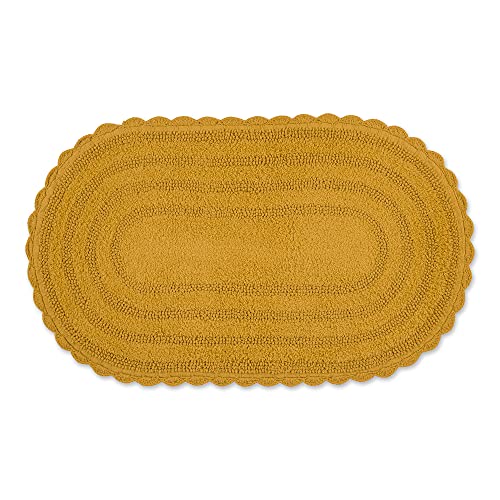 DII Crochet Collection Reversible Bath Mat, Large Oval, 21x34, Honey Gold - color: Honey Gold, size: 1'9" x 2'10" (Oval)
