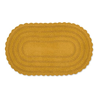 DII Crochet Collection Reversible Bath Mat, Large Oval, 21x34, Honey Gold - color: Honey Gold, size: 1'9" x 2'10" (Oval)