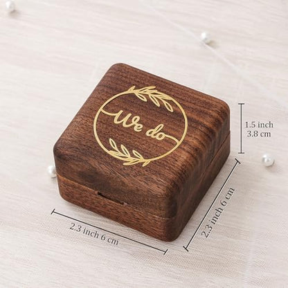 KWOOD We Do-Custom Wooden Wedding Ring Box, Personalized Metal Name Wooden Ring Box, Wedding Ceremony Ring Holder, Anniversary Birthday Gift Idea - style: G-We Do