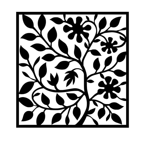 Metal Wall Decor | 17'' x 17'' x 0.05'' Leaves and Branches Art Themed Wall Decorations | Handmade Indoor and Outdoor Wall Art (17'' x 17'', Leaves and Branches, Black) - size: 17'' x 17'', style: Leaves and Branches