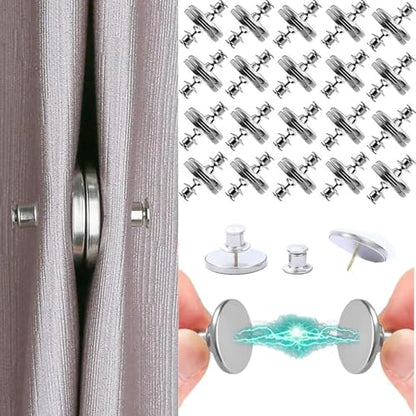 20 Pairs Magnetic Curtain Clips with Tacks - Strong Double Sided Curtain Magnets Closure - 0.8" No-Tool Weighted Magnets for Curtains Prevent Light Leaking & Secure Drapes for Home, Bedroom, Office - color: 20 Pairs