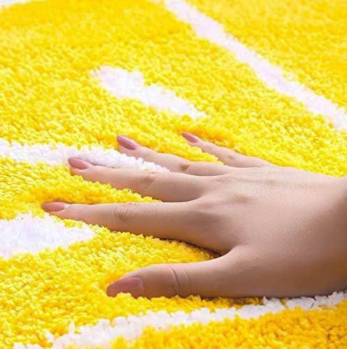 HYST Non-Slip Lemon Bath Rug Super Absorbent Machine Washable - color: Yellow, size: 1'8" x 2'8" (Semicircular)