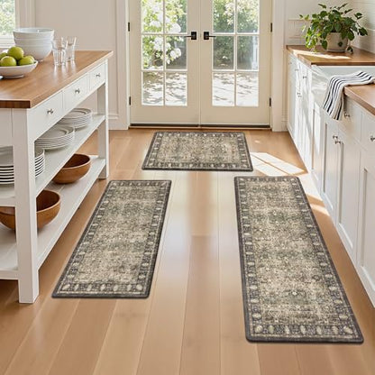 Pauwer Anti Fatigue Kitchen Floor Mats Set of 3, Cushioned Rug, Multi Brown - color: Multi Brown