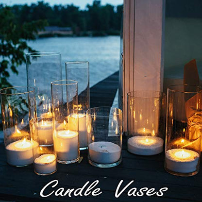 CYS Excel Clear Glass Cylinder Vase (H:12" D:4") | Multiple Size Choices Glass Flower Vase Centerpieces | Hurricane Floating Candle Holder - size: H-12" D-4"