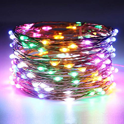 RUICHEN Fairy Lights Plug in with Remote, 33 Ft 100 LED, Multicolor - color: Multicolor