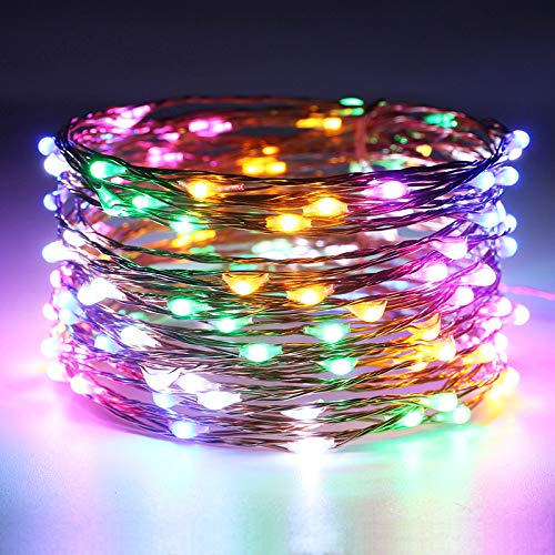 RUICHEN Fairy Lights Plug in with Remote, 33 Ft 100 LED, Multicolor - color: Multicolor