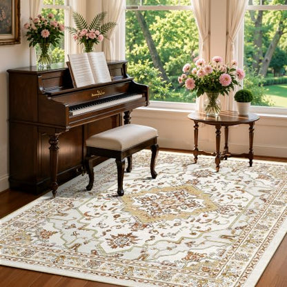 Arenarug 5x7 Washable Area Rug for Living Room, Khaki Rusty Yellow - color: Khaki Rusty Yellow, size: 5' x 7' (Rectangular)