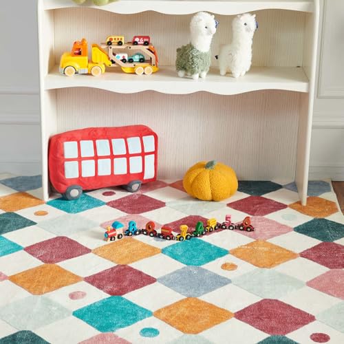 jinchan 3x5 Washable Playroom Rug Kids Room Nursery Classroom Rug Confetti - color: Diamond Confetti, size: 3' x 5' (Rectangular)