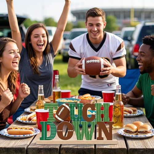Football Table Decor Centerpiece, Touch Down Metal Table Sign - style: Touch Down Football