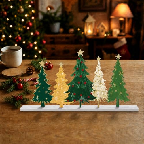 Smile Table Decor, Standing Centerpieces, 5Pcs Christmas Trees - style: Retro Trees