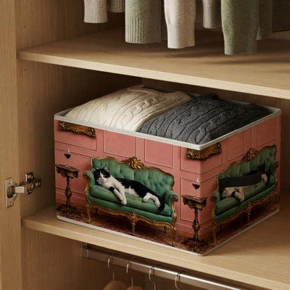 Whimsical Tuxedo Cat Red Wine Storage Basket Organizer - color: Tuxedo Cat