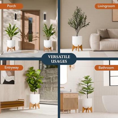 KUTE NEST 8.8" H x 14" W Acacia Solid Wood Plant Stand - Golden Teak - color: Golden Teak, size: Low - Small - 8.8"H x 14"W