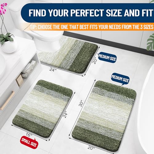 OLANLY Small Bathroom Rugs 24x16, Extra Soft Absorbent Microfiber Bath Rugs - color: Dark Green, size: 24" X 16"