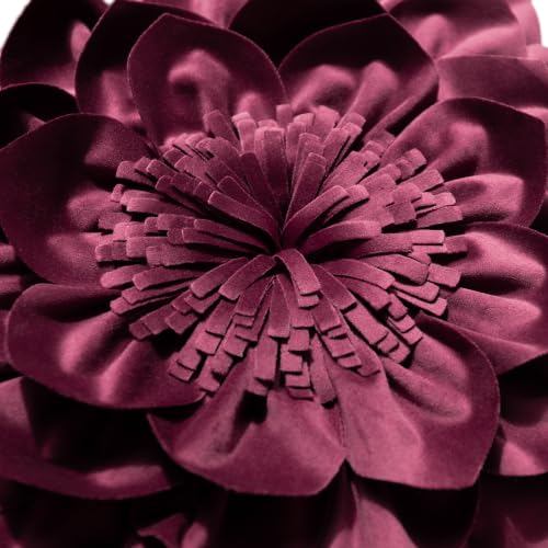 OiseauVoler Decorative 3D Flower Throw Pillow Covers 18x18 Inch Wine Red - color: Wine Red