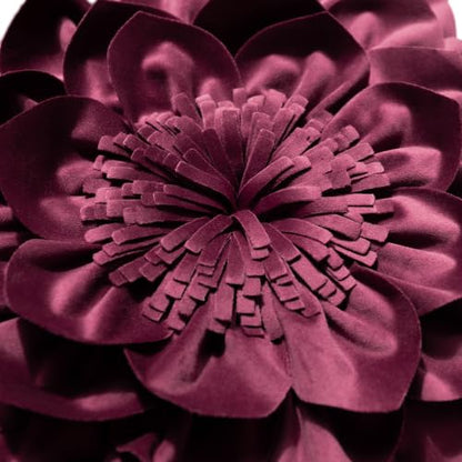 OiseauVoler Decorative 3D Flower Throw Pillow Covers 18x18 Inch Wine Red - color: Wine Red