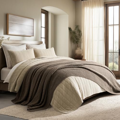 EVERGRACEHOME Chunky Chenille Knit Throw Blanket, 90 x 90, Mocha Brown - color: Mocha Brown, size: 90" X 90"