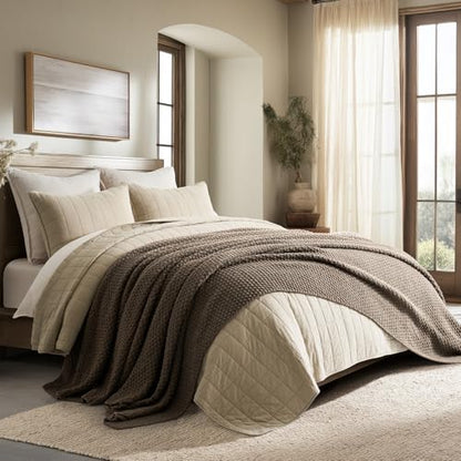 EVERGRACEHOME Chunky Chenille Knit Throw Blanket, 108x92, Mocha Brown - color: Mocha Brown, size: 108" X 92"