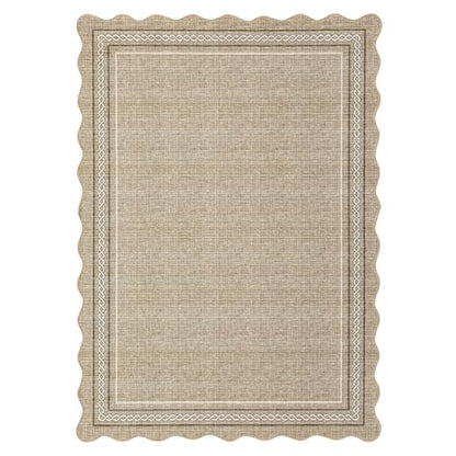 GarveeHome Scalloped Washable Rug, Soft Round Rugs 5ft, Non Slip, Green - color: Jute Color, size: 5' (Round)