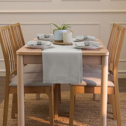 Encasa XO Table Runner, Cotton Canvas Dining Runner 13"x59" - color: Light Grey, size: 13x59 in
