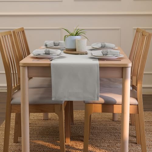 Encasa XO Table Runner, Cotton Canvas Dining Runner 13"x59" - color: Light Grey, size: 13x59 in