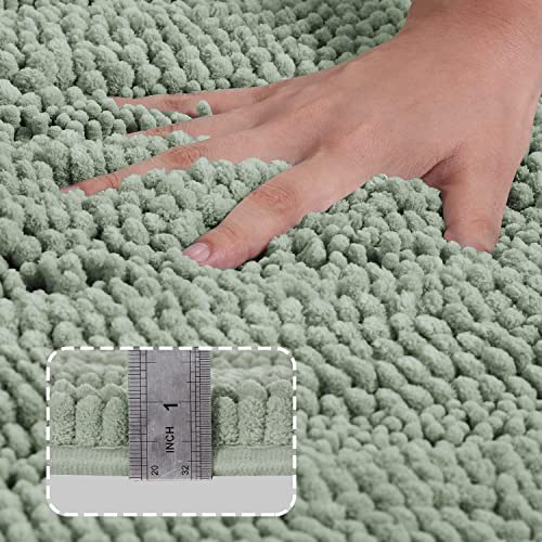Turquoize Small Bathroom Rug 17x24, Soft Absorbent Chenille Bath Rug, Sage - color: Sage, size: 17" x 24"