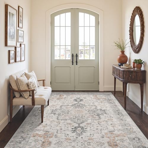 GENIMO 3x5 Washable Small Area Rug for Bedroom, Non Slip, Light Taupe Brown - color: Light Taupe Brown, size: 3' x 5' (Rectangular)
