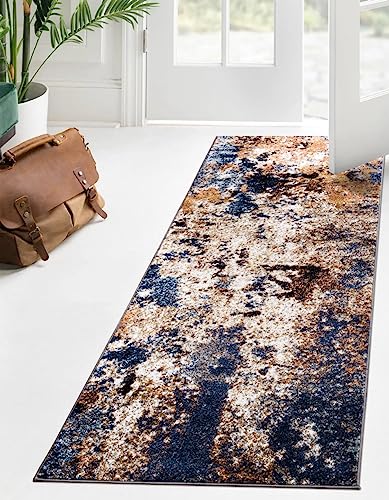 Keen Home Design Abstract Non-Shedding Runner Rug, Soft Thick Pile, 2x8 - color: Skies Multi, size: 2'8" x 7'7" (Runner)