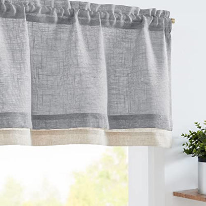 jinchan Kitchen Valance Curtain Double Layers, 50x16, 1 Panel, Grey - color: Double Layer | Grey, size: 50"W x 16"L (Pack of 1)