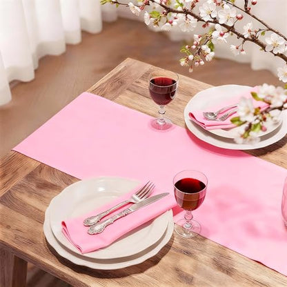 FOLINS&HOME 2 Pack Pink Waterproof Table Runner 108 Inches Long - color: Pink, size: 12" x 108" (2 Pcs)
