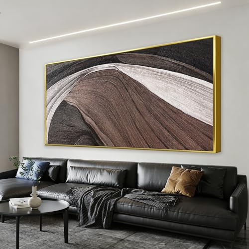 TAIJXAGSG Large Abstract Gold Framed Wall Art For Living Room Pints Black And White Canvas Art Wall Decor Prints Picture Painting Brown Maximalist Decor Artwork For Bedroom Modern 29x58 In - color: SaddleBrown black, size: 58.2"L x 29.2"W