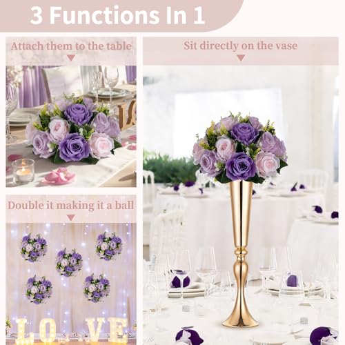 NUPTIO Artificial Flower Ball Centerpieces: Lilac & Purple & Pink Rose - color: Deep Purple & Light Purple & Light Pink, size: 2 Pcs