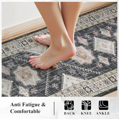 Ileading Anti Fatigue Kitchen Mat, Non Slip Cushioned Standing Floor Mat, Waterproof Kitchen Runner Rug, Farmhouse Comfort Padded Mat for Sink, Laundry, Office, Black, 24''x71'' - color: Black