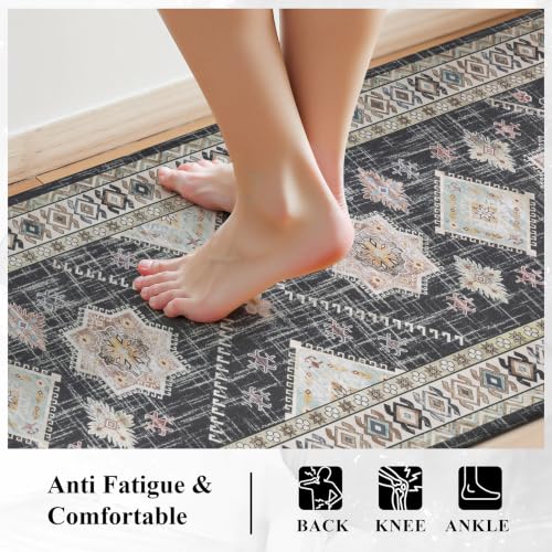 Ileading Anti Fatigue Kitchen Mat, Non Slip Cushioned Standing Floor Mat, Waterproof Kitchen Runner Rug, Farmhouse Comfort Padded Mat for Sink, Laundry, Office, Black, 24''x71'' - color: Black