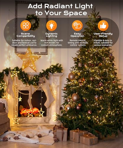99ft 300 LED Warm White Christmas Fairy String Lights, Remote