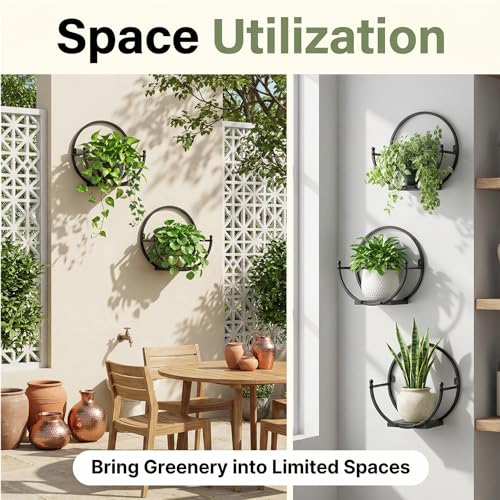 Wall Plant Holders for Indoor Plants, Round Mounted Frame, 2 Pack - size: 11 inches x 5.9 inches x 11 inches