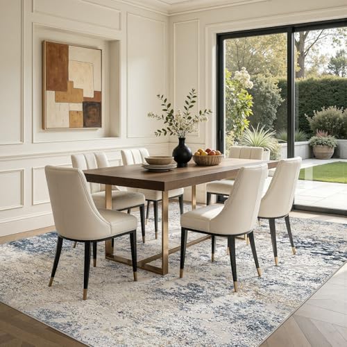DMOYEST Area Rug Living Room Rugs 7x9 Washable Abstract Beige Blue Carpet - color: Beige Blue, size: 7' x 9' (Rectangular)