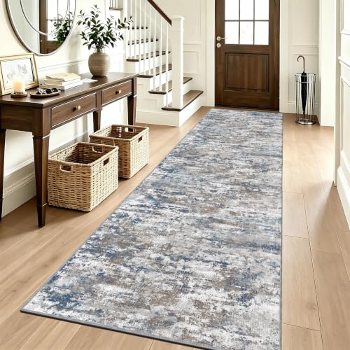 Hallway Runner Rug 3x8 Textured Non Slip Carpet Runner, Abstract Multi - color: Abstract-multi, size: 3' x 8' (Runner)