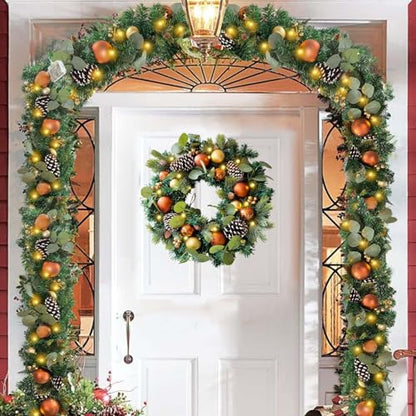 WANNA-CUL Pre-Lit 6ft Copper Gold Christmas Garland with 30 LED Lights - color: 07-copper Gold