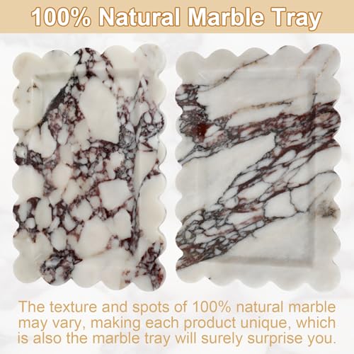 100% Marble Vanity Tray for Bathroom Counter, Kitchen, Coffee 11.8" - color: Calacatta Viola