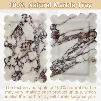 100% Marble Vanity Tray for Bathroom Counter, Kitchen, Coffee 11.8" - color: Calacatta Viola