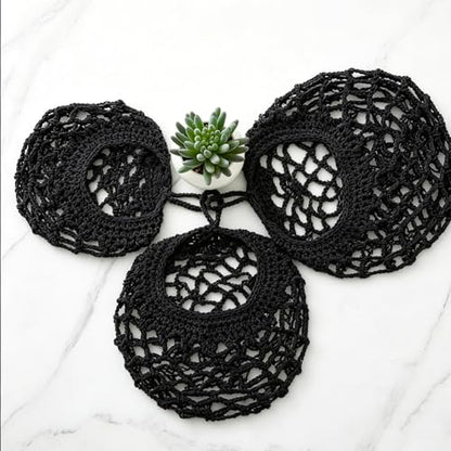 Honeydak 3 Hanging Baskets, Black, Open Mesh Teardrop - color: Black, style: Open Mesh Teardrop
