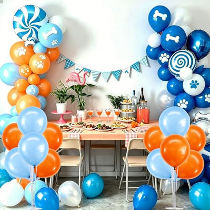 TONIFUL 4 Set Blue and Orange Balloon Stand Balloon Centerpieces for Table - color: Blue Orange