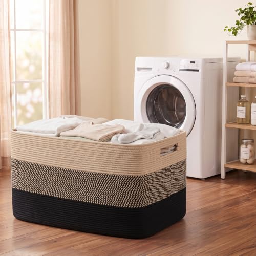 OIAHOMY 108L Extra Large Blanket Basket Dog Toy Basket Yellow Black - color: Yellow Black