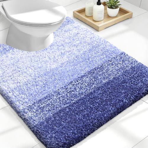 OLANLY Luxury Toilet Rugs U-Shaped 24x20, Soft Absorbent Microfiber Mat - color: Blue-violet, size: 24" X 20" Contour Rug