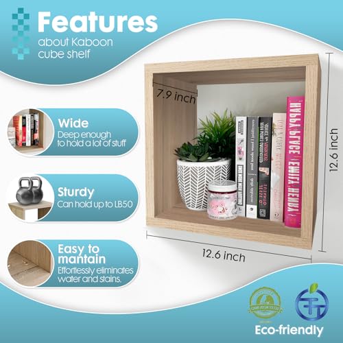 Kaboon Cube Floating Shelves Set2, Display Shelves Wall Mount 7.75" D x 12.5" W x 12.5" H, (Grey Oak, Square 2 Cubes) - color: Grey Oak, size: Square-Set2