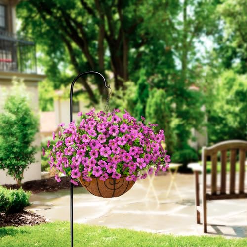 Artificial Hanging Flowers Basket for Outdoor, UV Resistant Plants Daisy - color: Dark Purple
